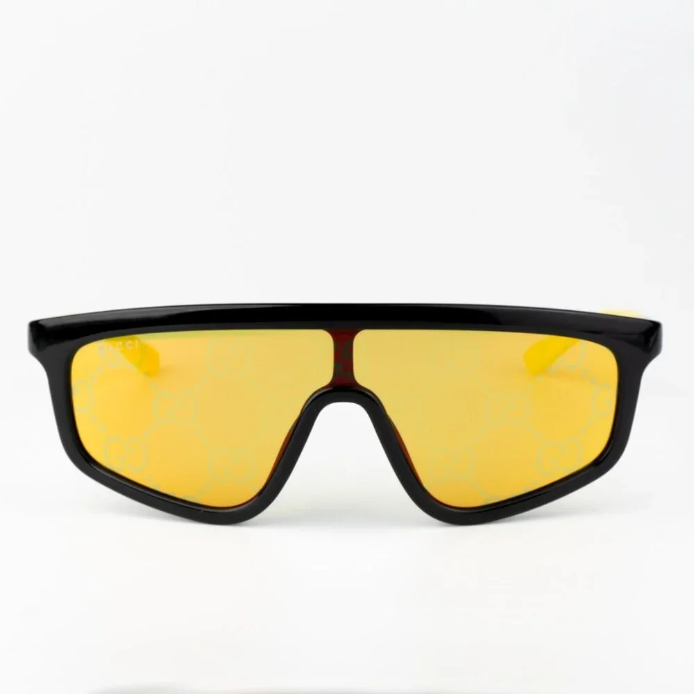 Gucci GG1736S 004 BRAND NEW Sunglasses Black Yellow Mirror Logo Unisex